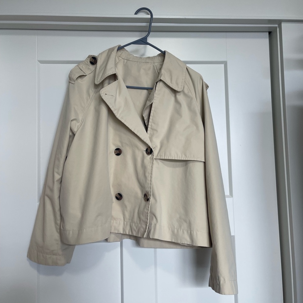 Pepe Jeans Cream Double-Breasted waist-length Trench Coat